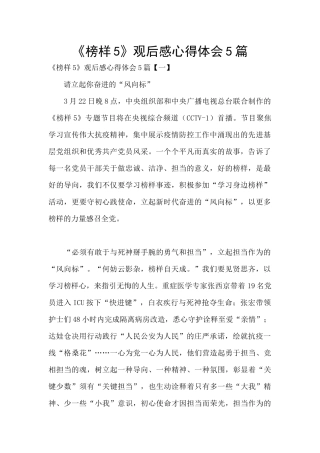 《榜样5》观后感心得体会5篇