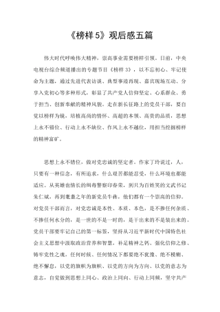 《榜样5》观后感五篇