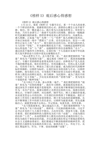 《榜样5》观后感心得感想