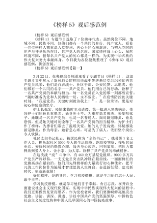 《榜样5》观后感范例