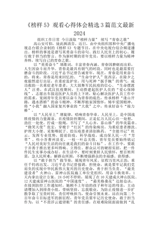 《榜样5》观看心得体会精选3篇范文最新2024