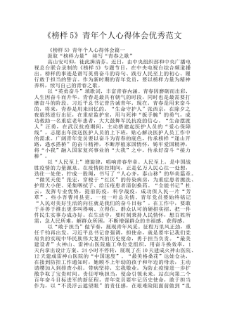 《榜样5》青年个人心得体会优秀范文