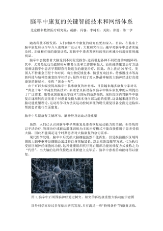 脑卒中康复的关键智能技术和网络体系