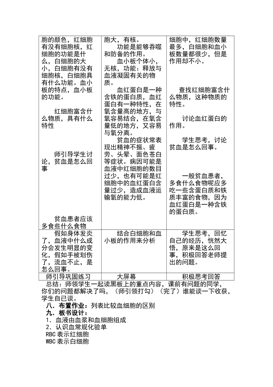 《流动的组织——血液》教学设计_第3页