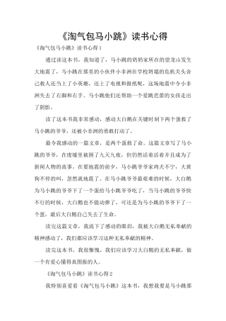 《淘气包马小跳》读书心得