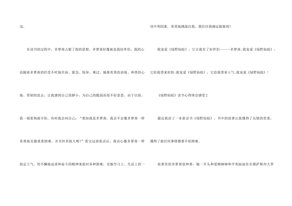 《绿野仙踪》读书心得体会感触五篇_第2页