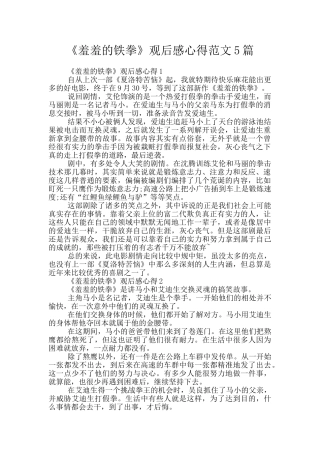 《羞羞的铁拳》观后感心得范文5篇