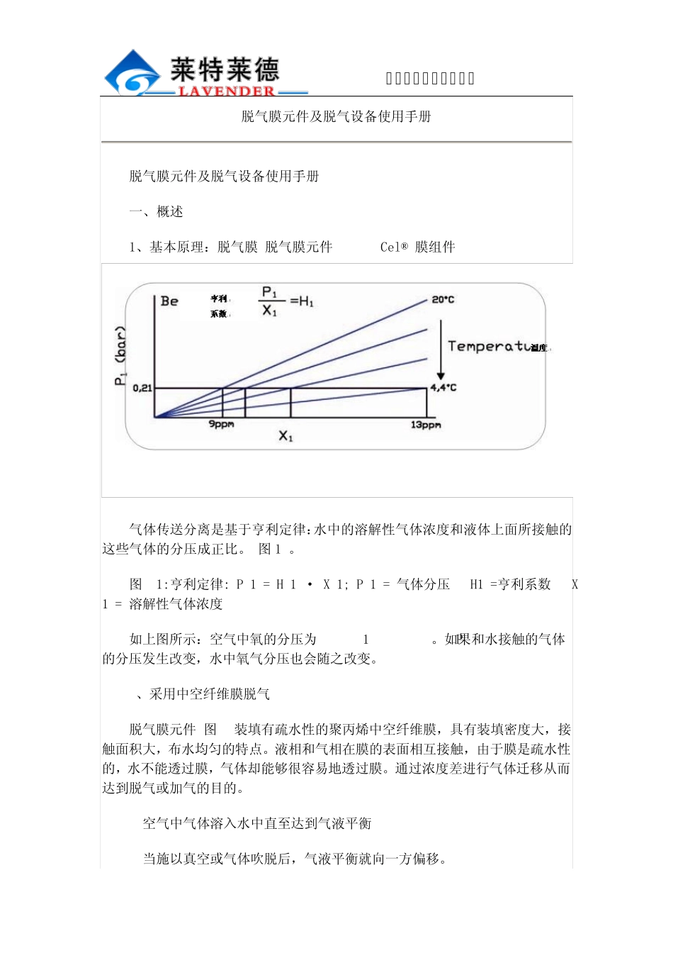 脱气膜元件及脱气设备使用手册_第1页