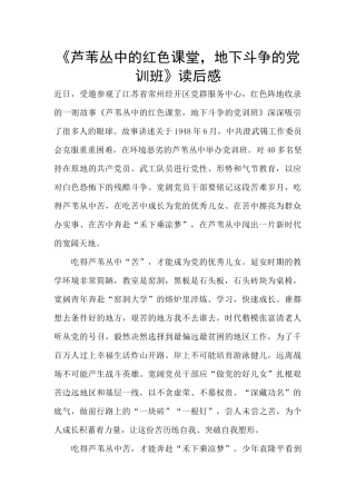 《芦苇丛中的红色课堂