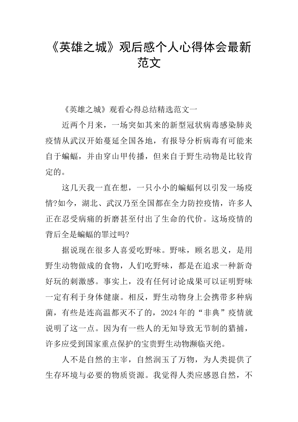 《英雄之城》观后感个人心得体会最新范文_第1页