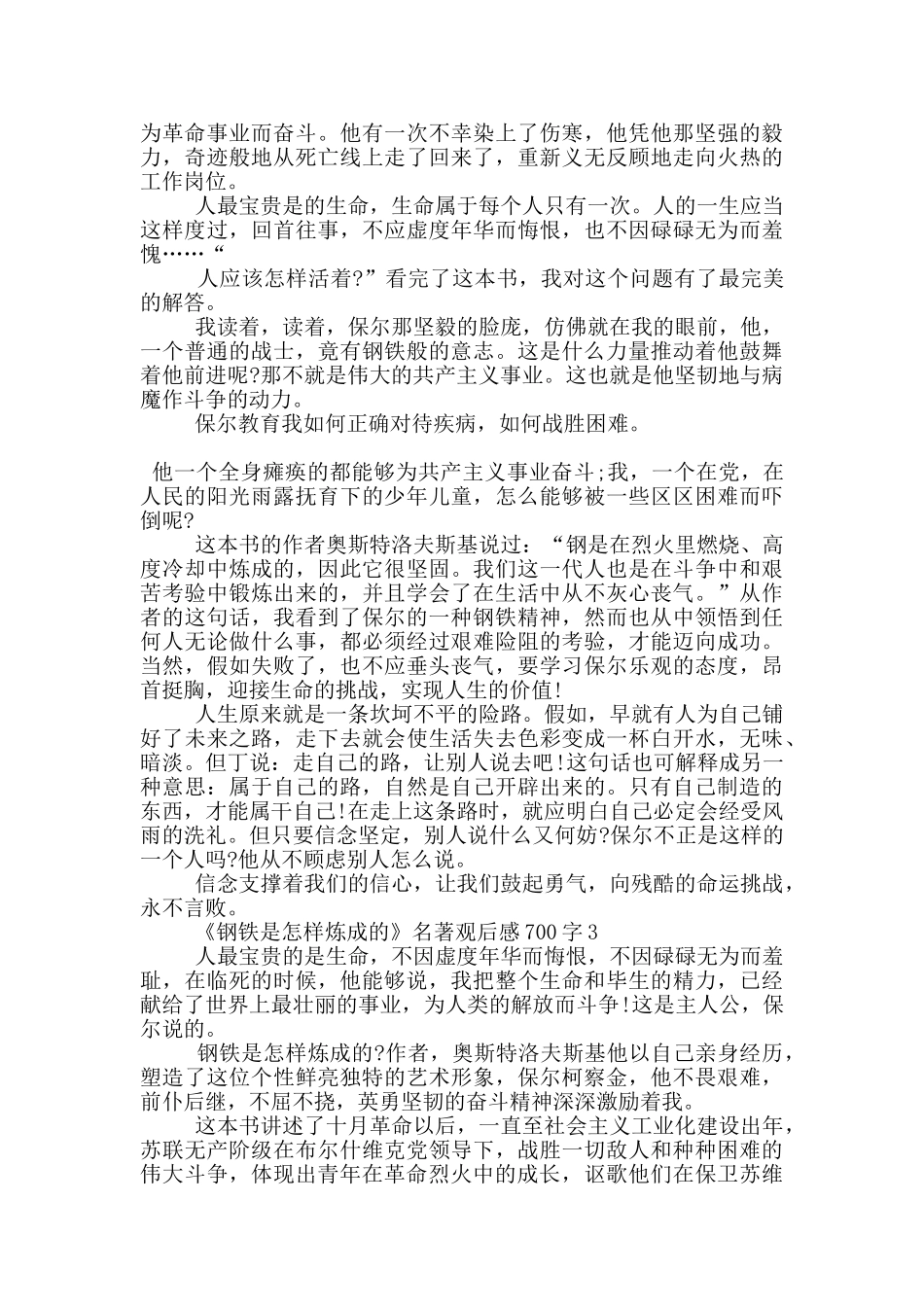 《钢铁是怎样炼成的》名著观后感700字5篇_第2页