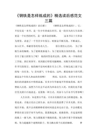 《钢铁是怎样炼成的》精选读后感范文三篇