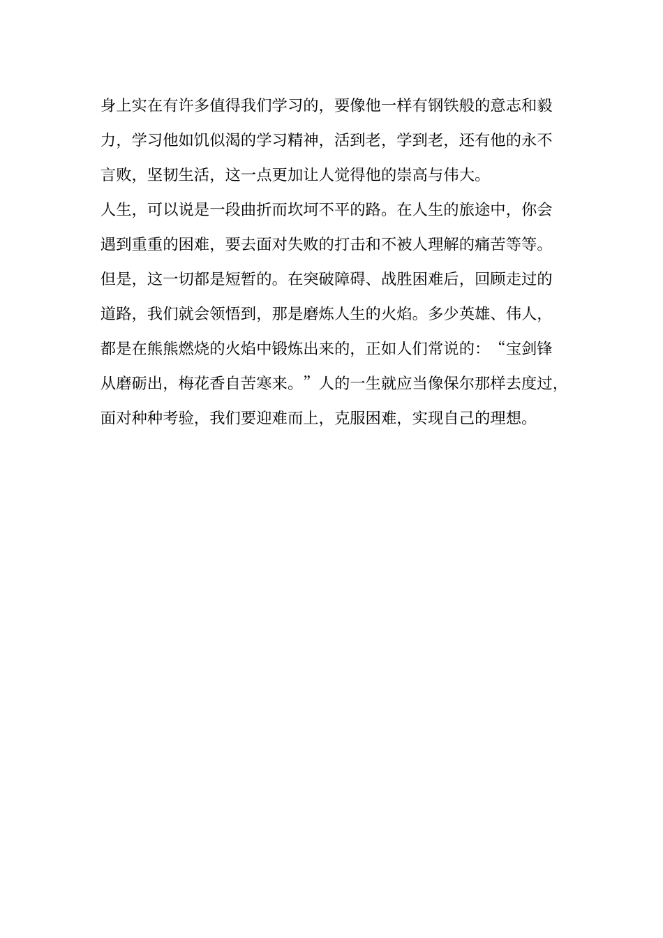 《钢铁是怎样炼成的》读书心得_第2页