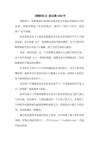 《钢铁侠3》观后感1000字