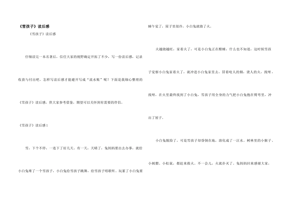 《雪孩子》读后感_第1页