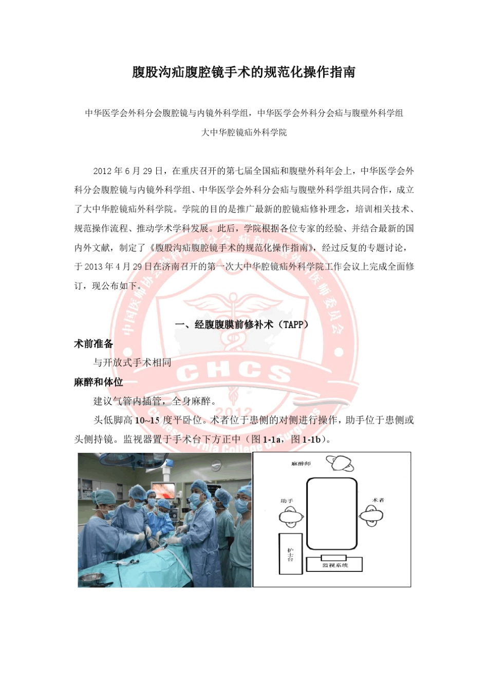 腹股沟疝腹腔镜手术的规范化操作指南_第1页