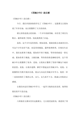 《顶碗少年》读后感