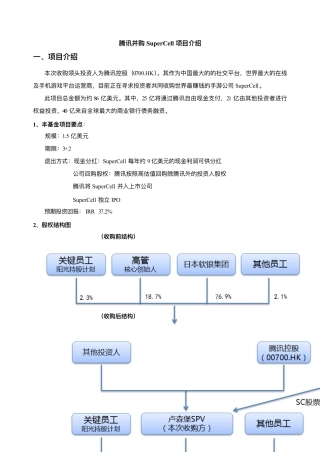 腾讯并购项目计划书
