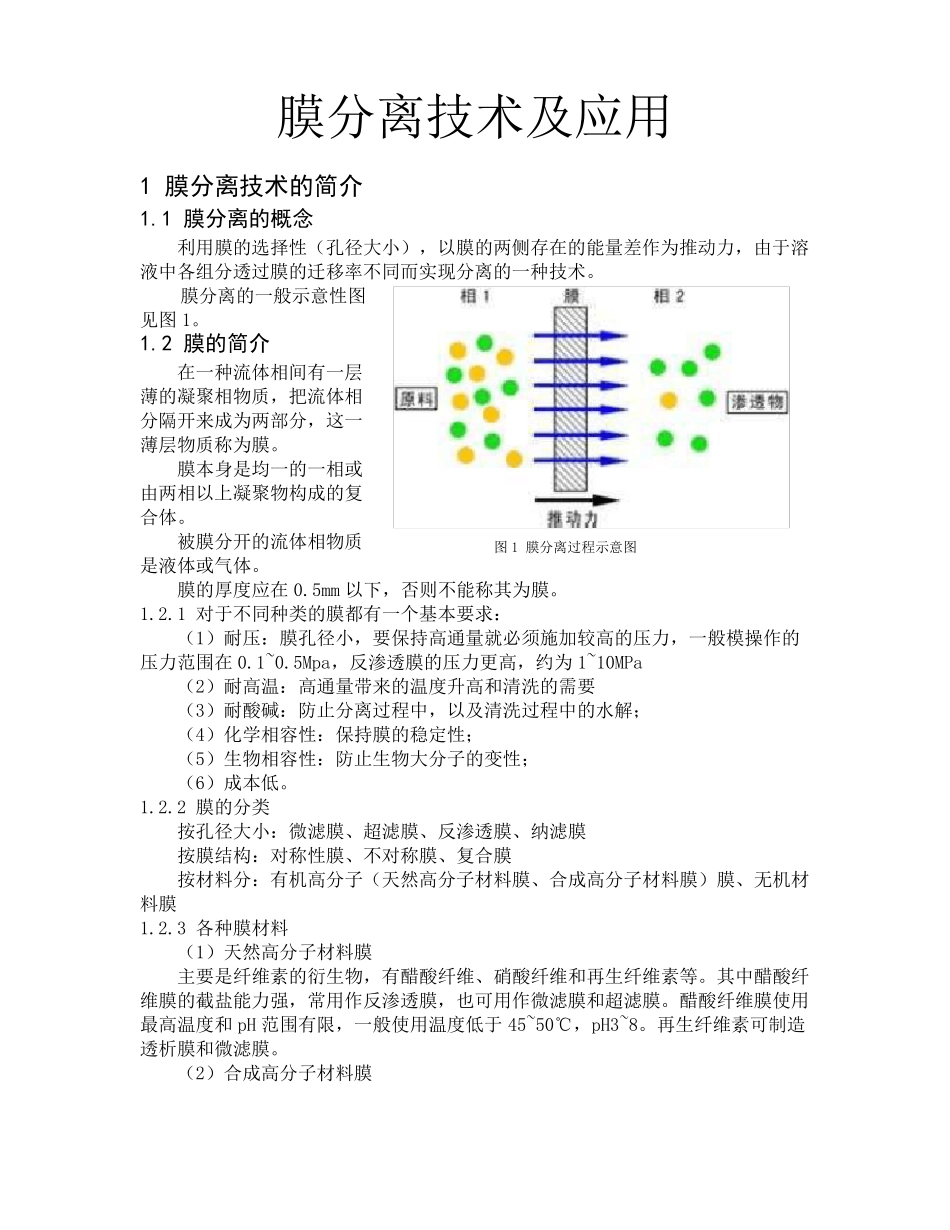 膜分离技术及应用_第1页
