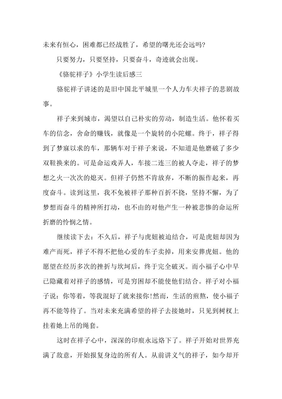 《骆驼祥子》小学生读后感_第3页