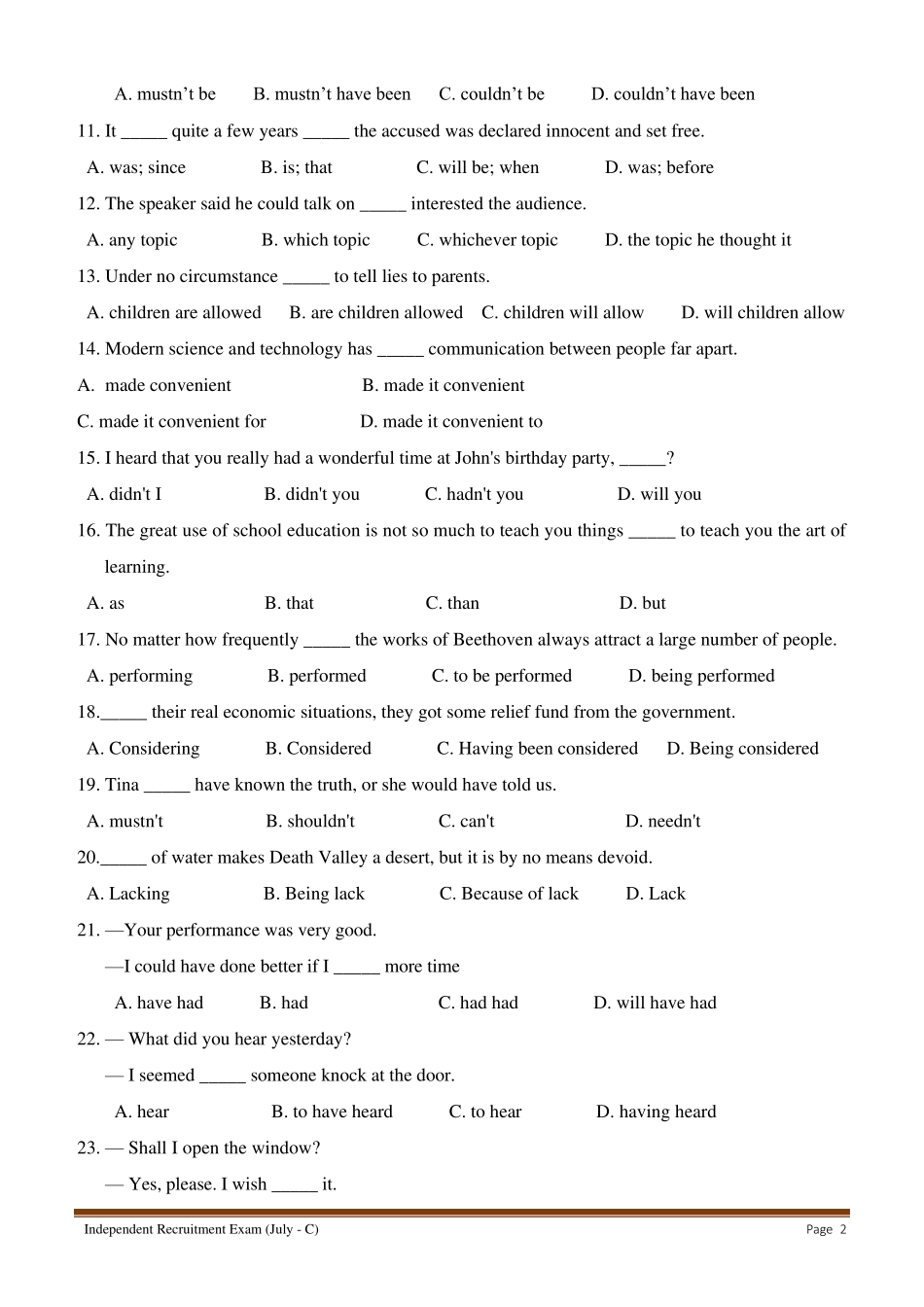 自主招生英语试题_第2页