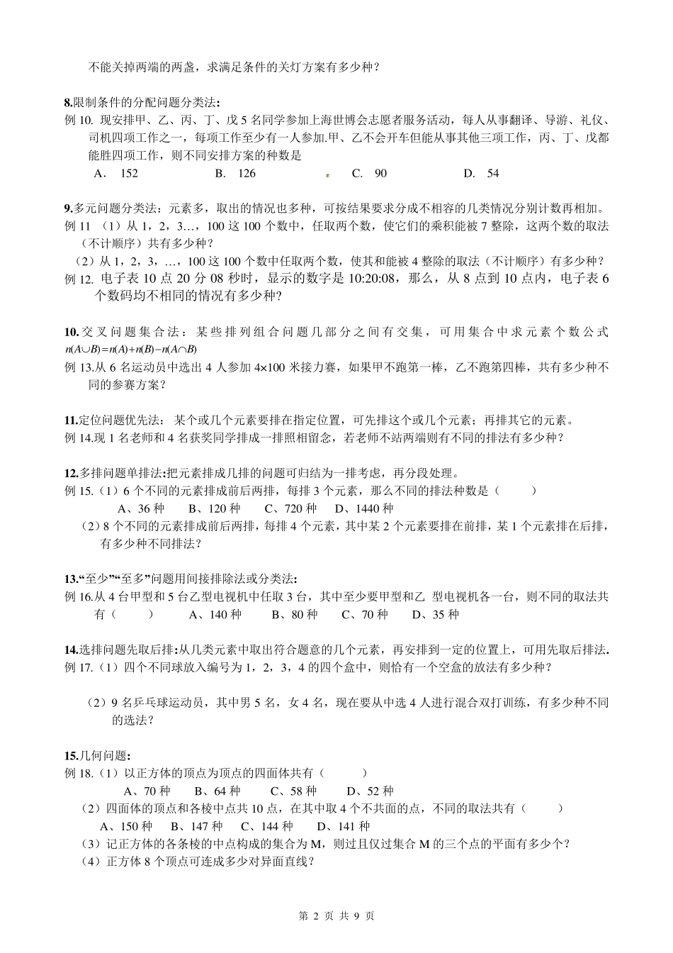 自主招生辅导讲义排列组合专题_第2页