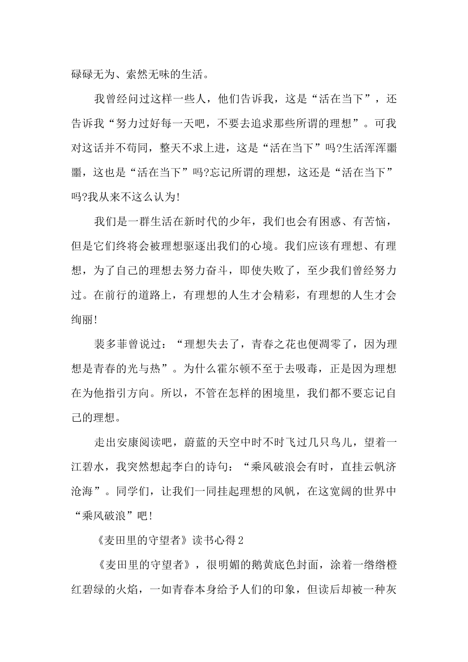 《麦田里的守望者》读书心得_第2页