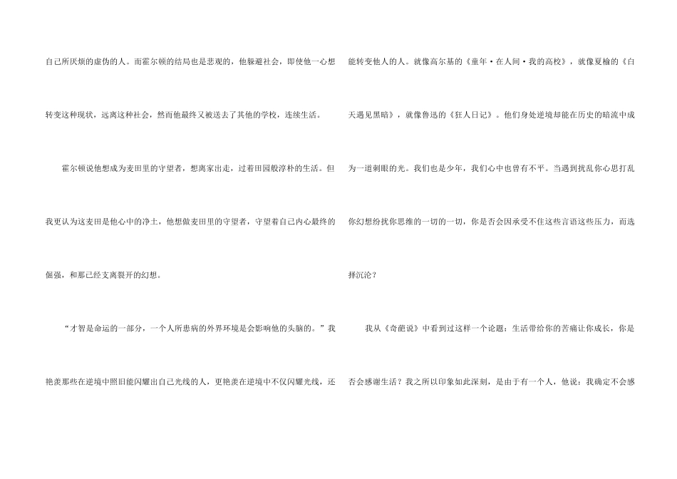《麦田里的守望者》读后感（5篇）_第2页