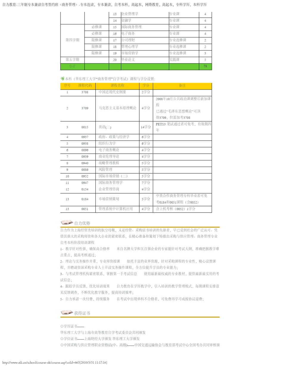 自力教育三年制专本兼读自考签约班《商务管理》_第3页