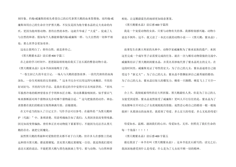 《黑天鹅紫水晶》读后感400字7篇_第2页