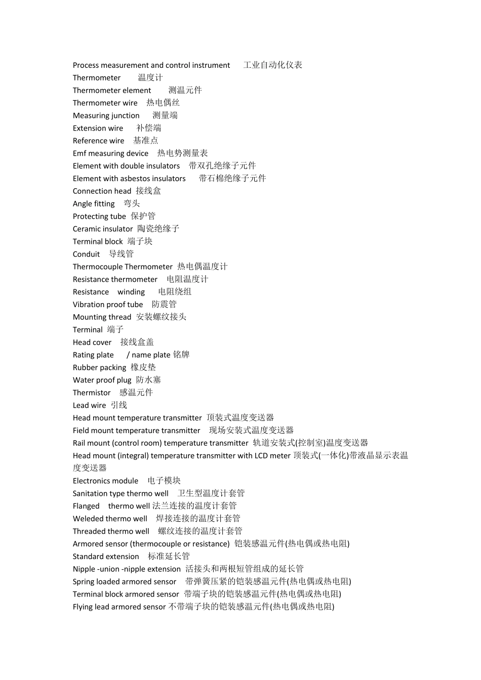 自动化仪表专业英语词汇_第1页