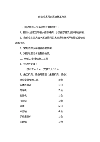 自动喷水灭火系统施工方案