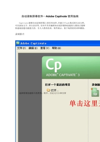 自动录制屏幕软件—AdobeCaptivate使用指南