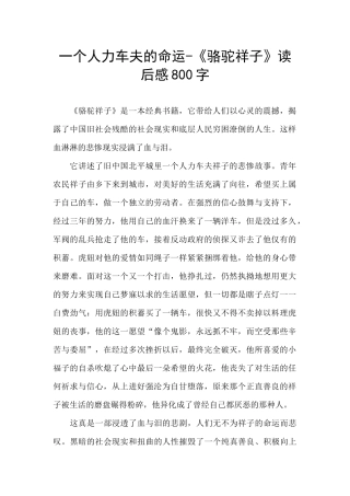一个人力车夫的命运