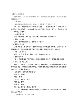 自动词、他动词表(自动词和他动词是学习日语比较会经常碰到的问题)