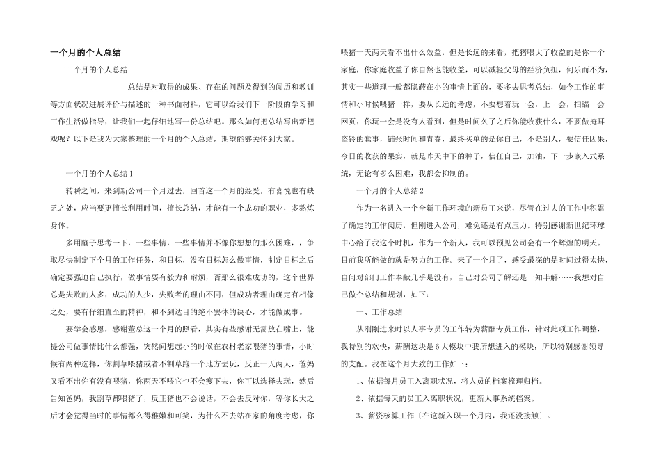 一个月的个人总结_第1页