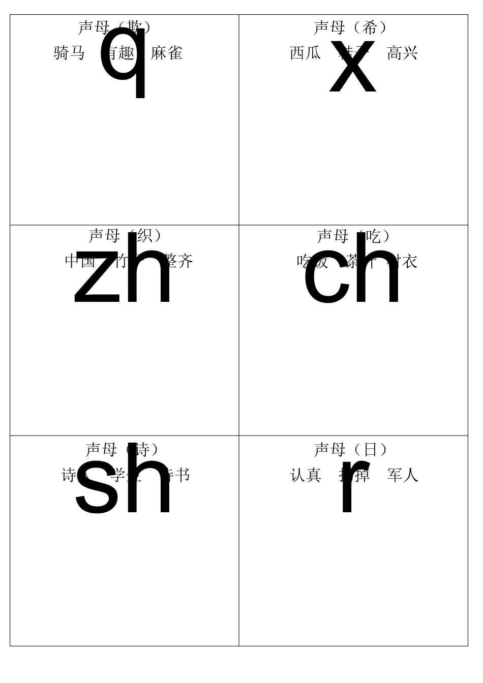 自己整理汉语拼音字母表卡片读音(A4直接打印)_第3页