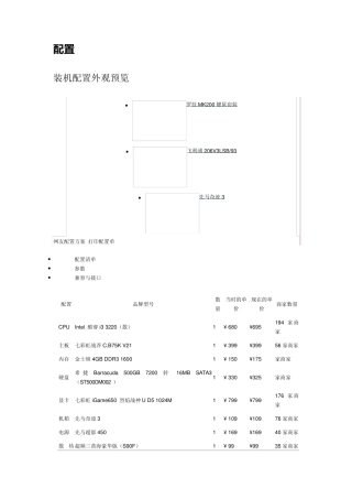 自己组装电脑配置清单四款