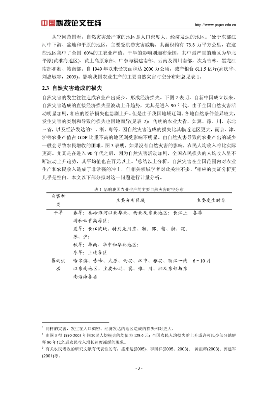 自然灾害对农业生产和农民收入的冲击——中国19832003面板数据分析_第3页