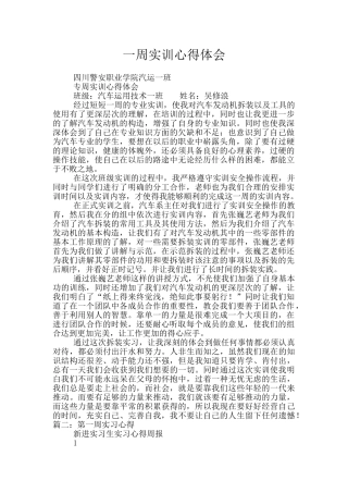 一周实训心得体会