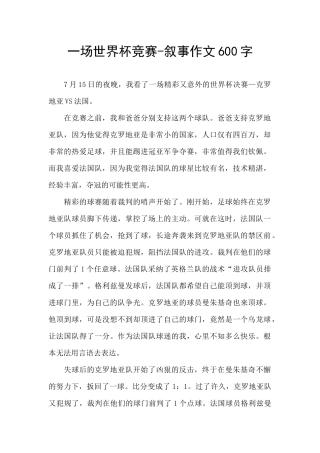 一场世界杯比赛