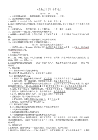 自考00055企业会计学各章考点