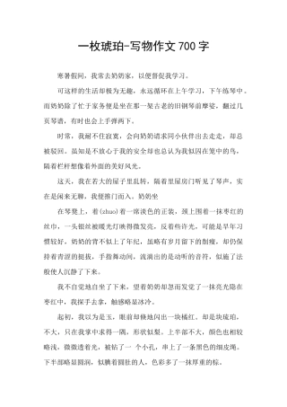 一枚琥珀-写物作文700字