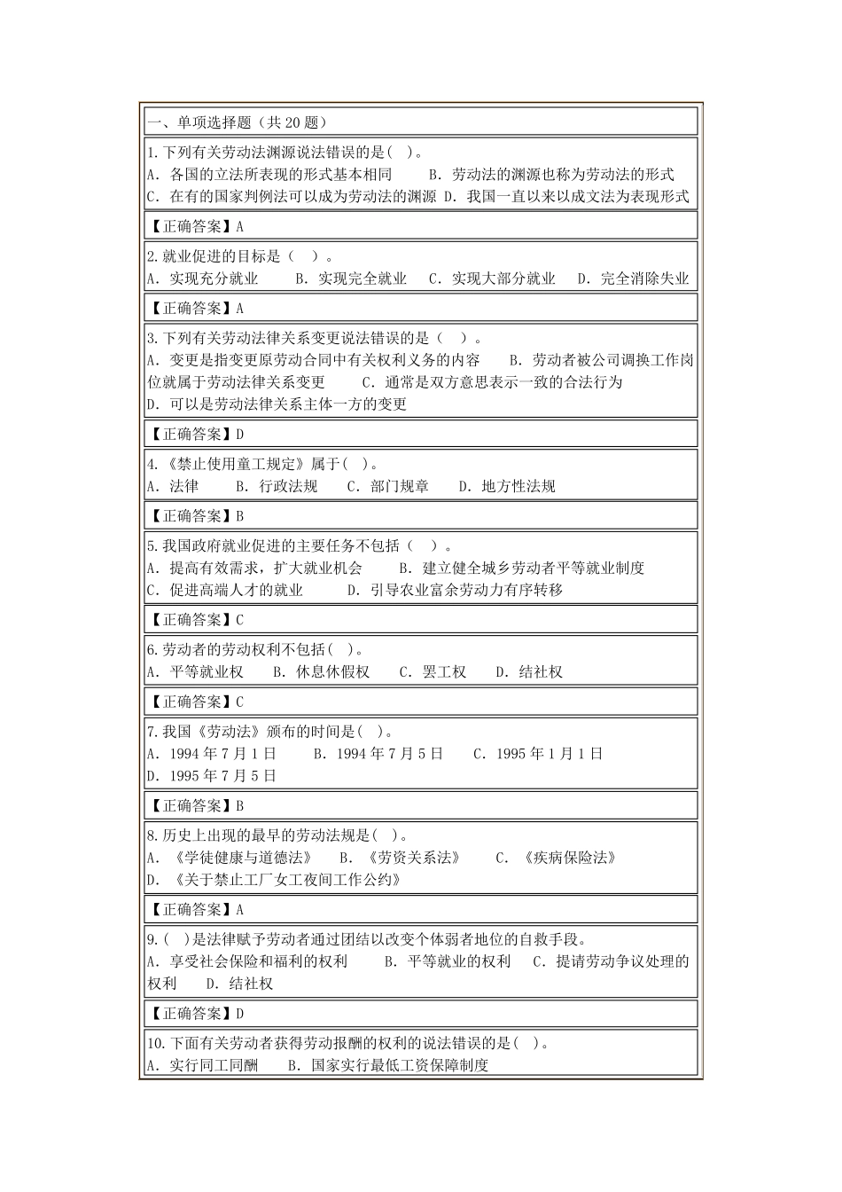 自考《劳动法》题目_第1页