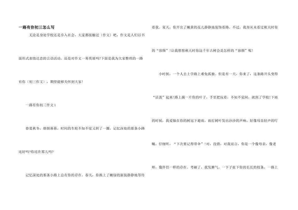 一路有你初三怎么写_第1页