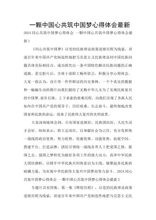 一颗中国心共筑中国梦心得体会最新