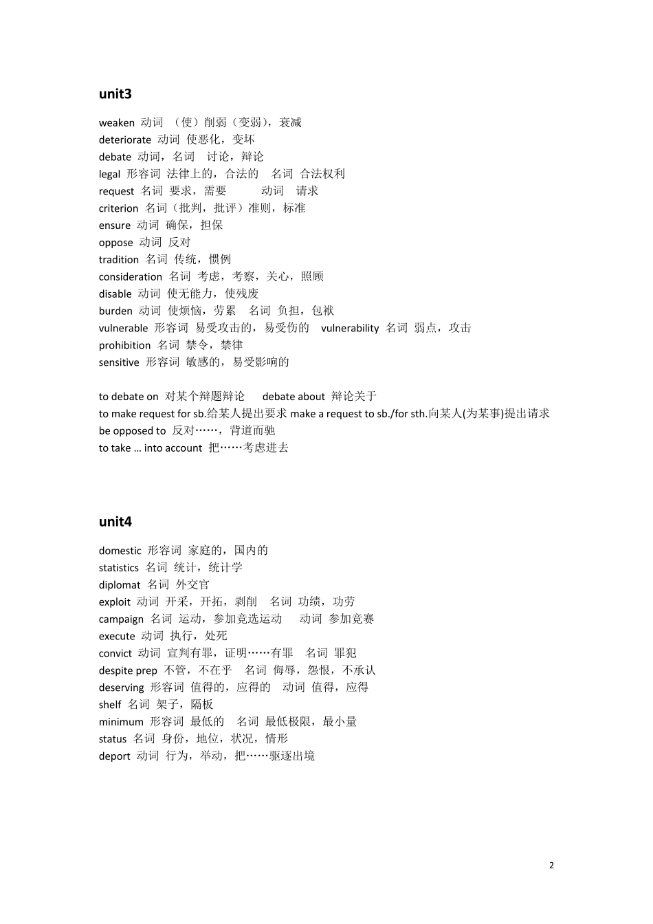 自考本科《英语二》_高频单词与词组必会_第2页