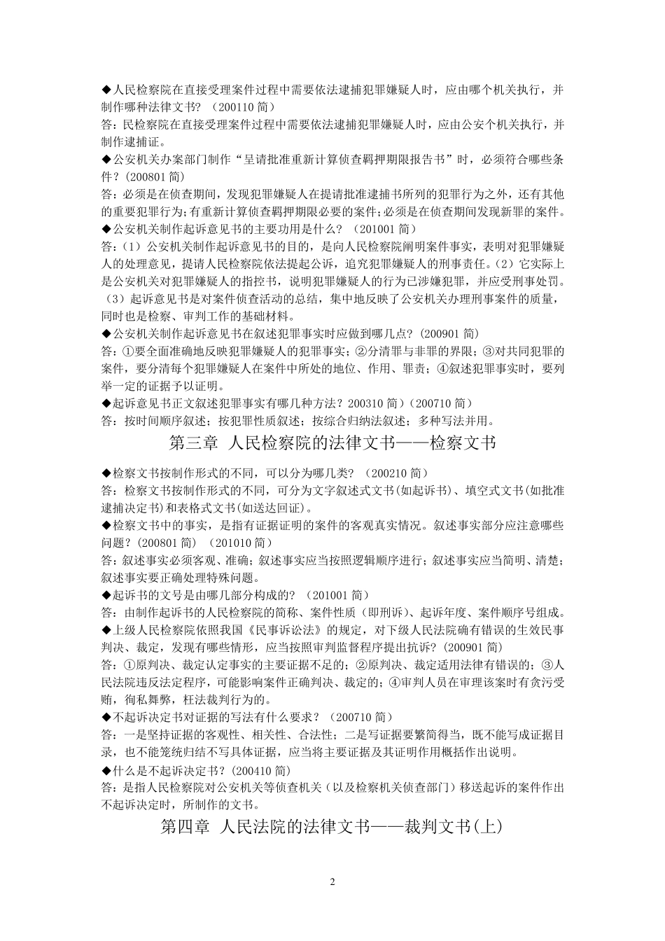 自考法律文书写作历年简答真题_第2页