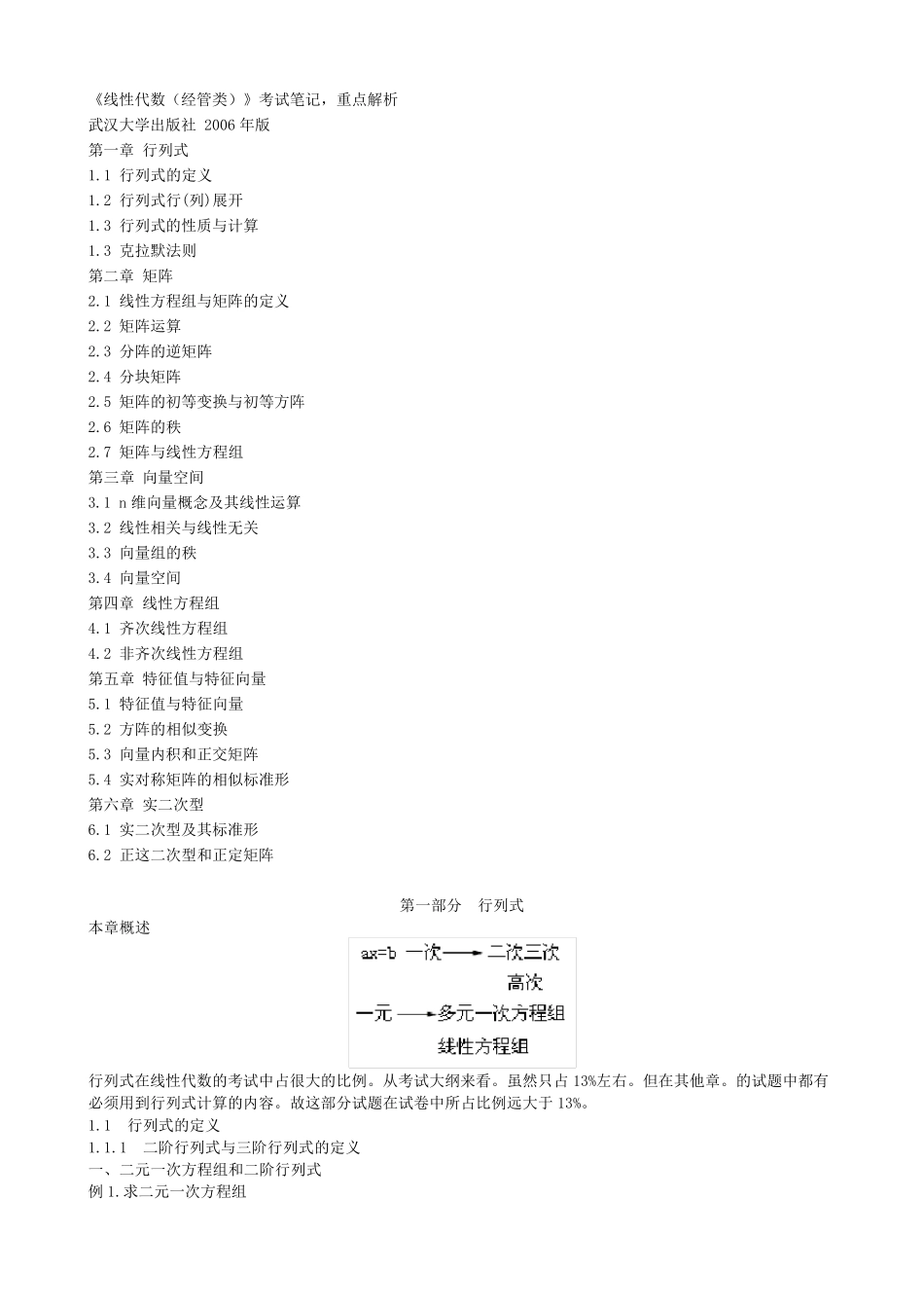 自考线性代数(经管类)笔记重点解析_第1页