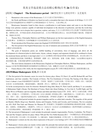 自考英美文学选读要点总结整理出考点26位作家完整